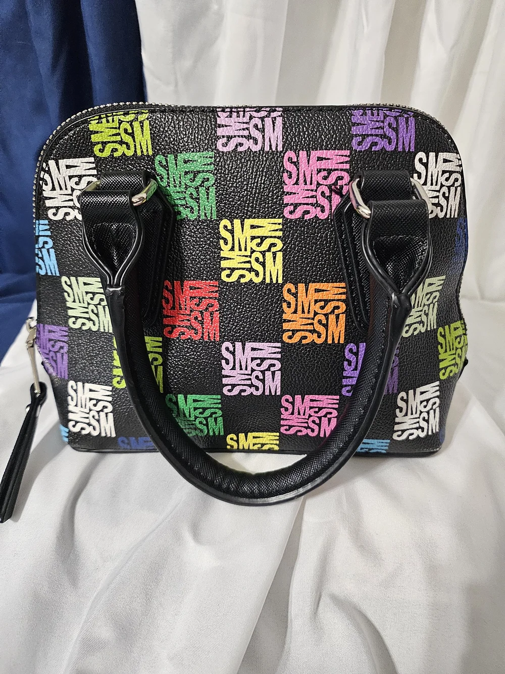 Steve Madden Multicolor Logo Dome Satchel - Black